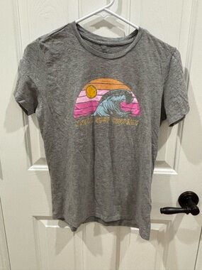 Girl’s O'Neill Graphic Wave Tee - Heather Gray with Sunset Print